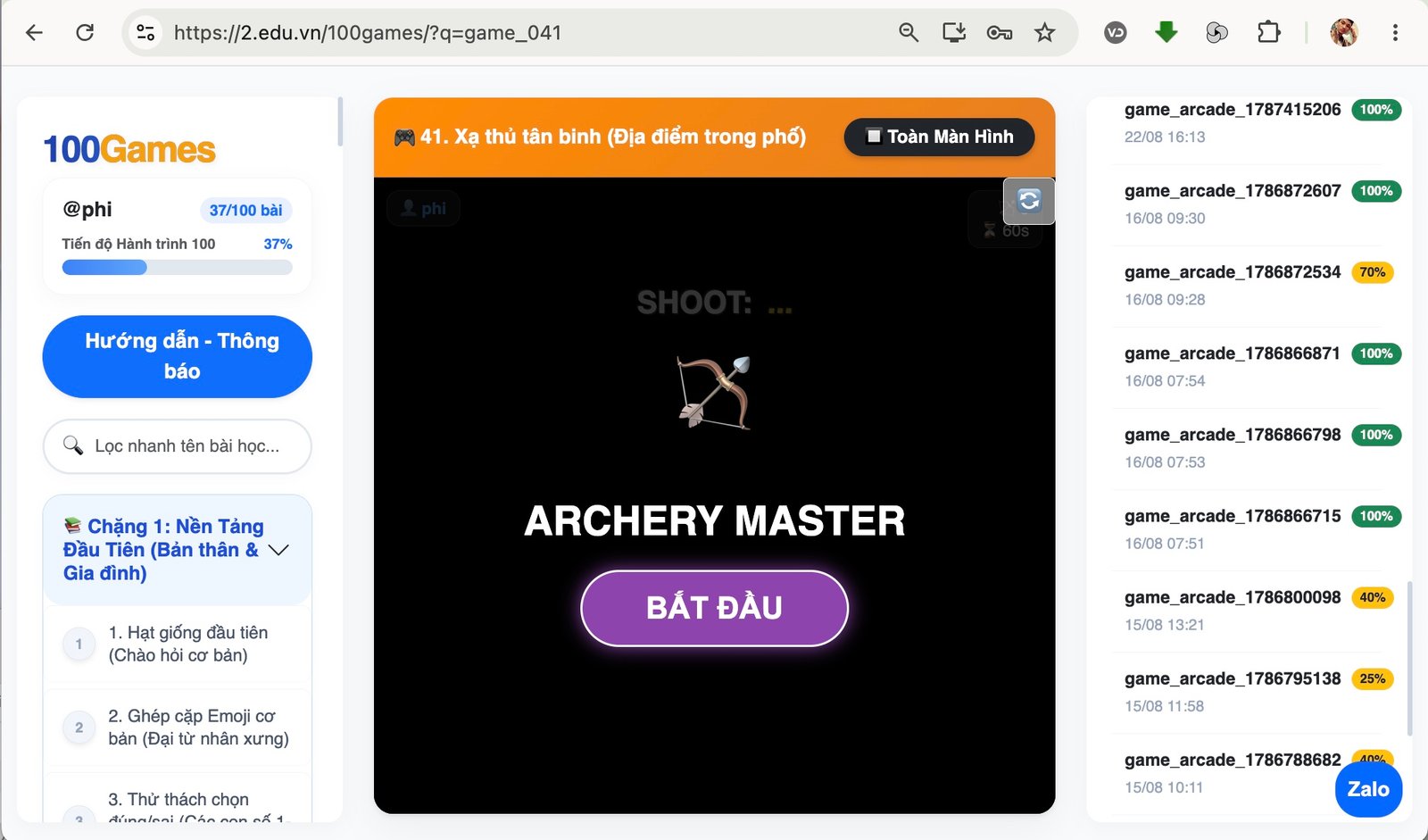 100Games App UI
