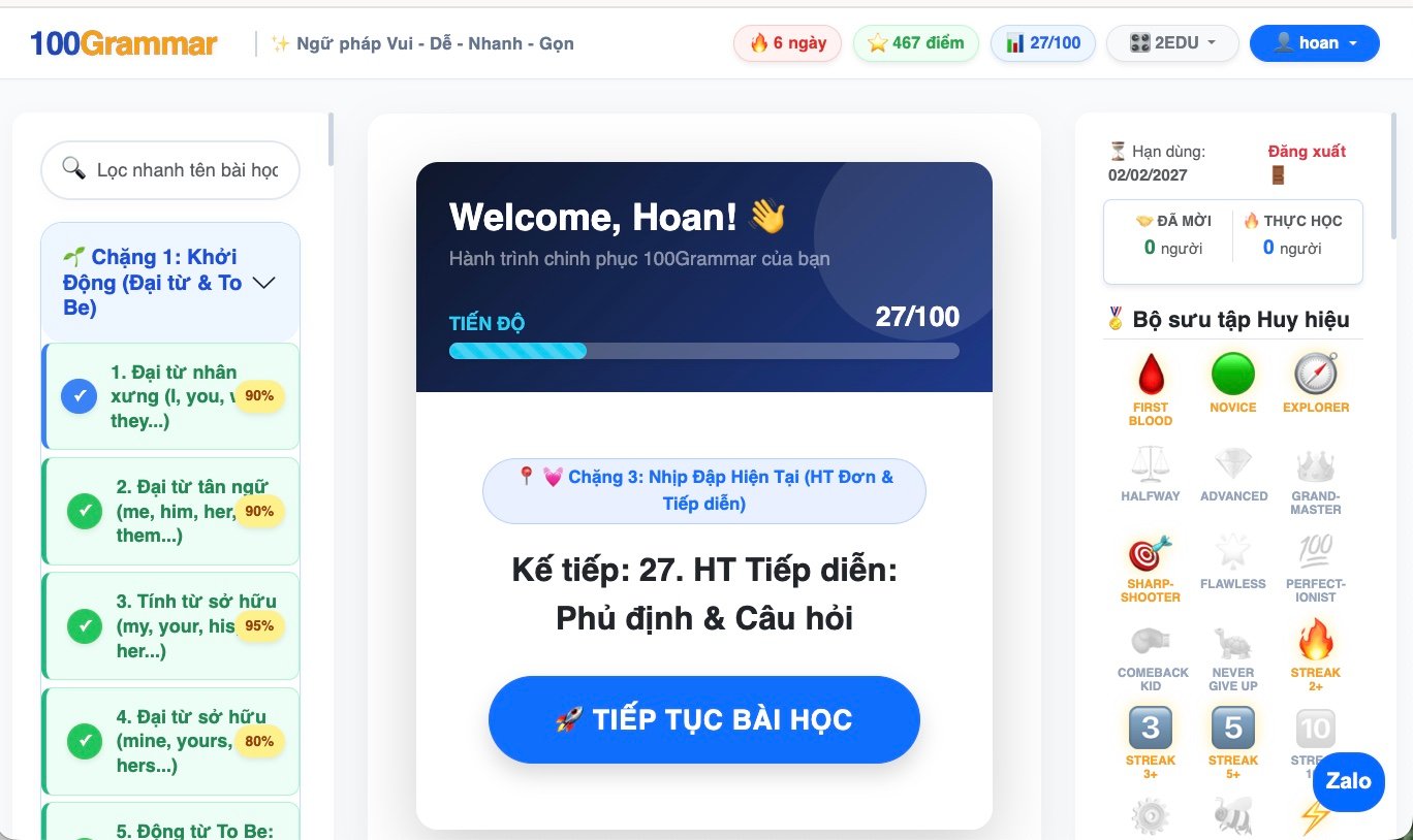 100Grammar App UI